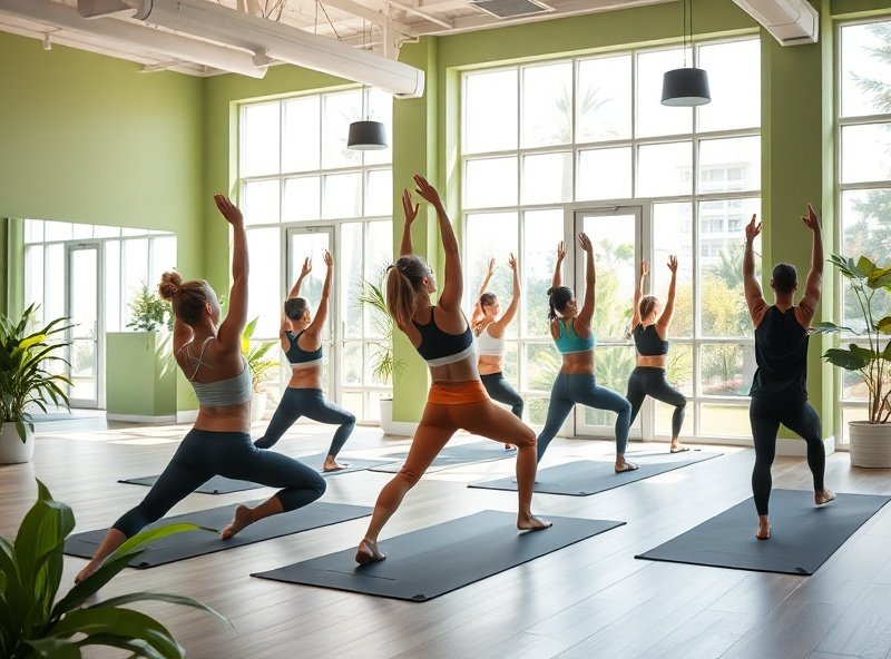 Wellness center with people exercising